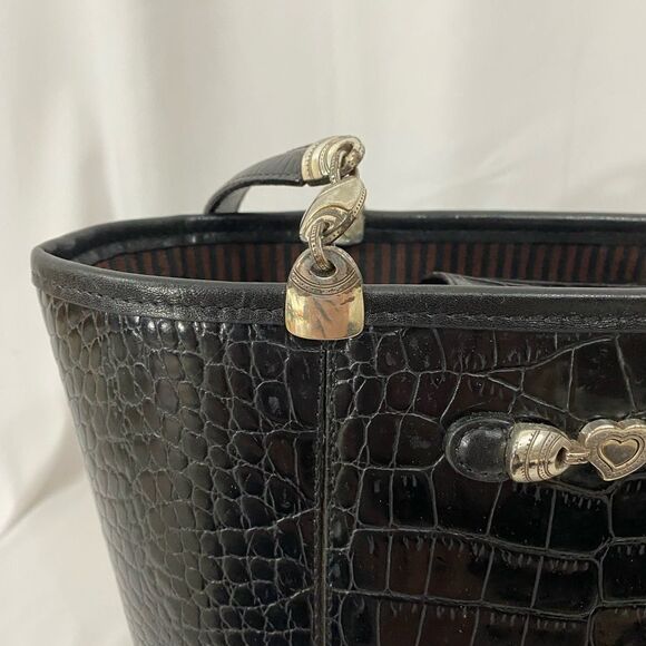 Authentic Brighton Leather Moc Croc Bucket Bag - Picture 7 of 15
